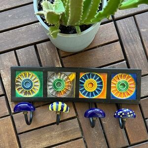 Colorful Wall Hook Rack with Ceramic Knobs